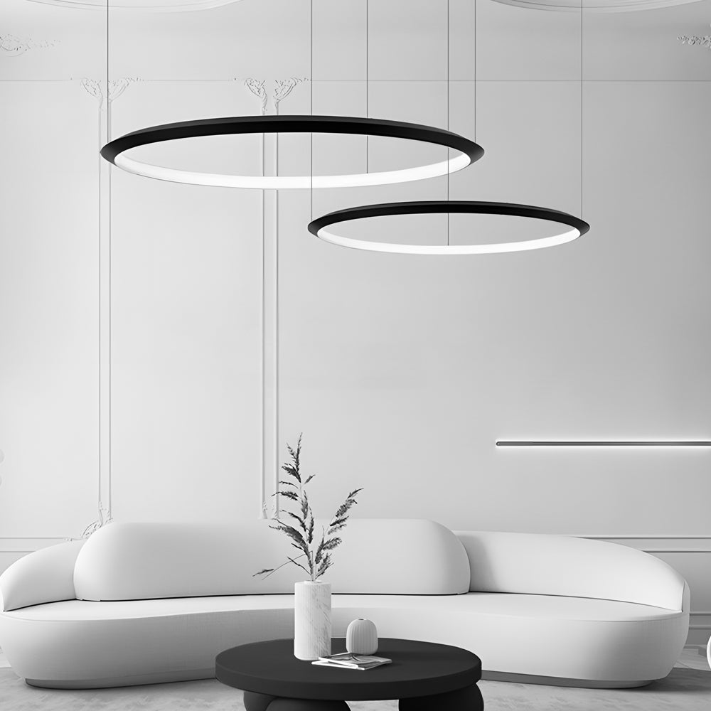 Lighom modern ring black pendant lighting in synthetic — 15.7" Dia / Cool White (6000K)