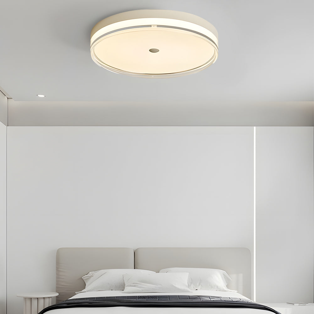 Modern round black acrylic flush mount lighting, Lighom — 15.7" Diameter / White