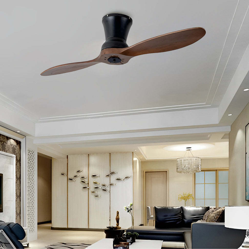 2-Blade Wood 18W LED Dimmable Remote Fan