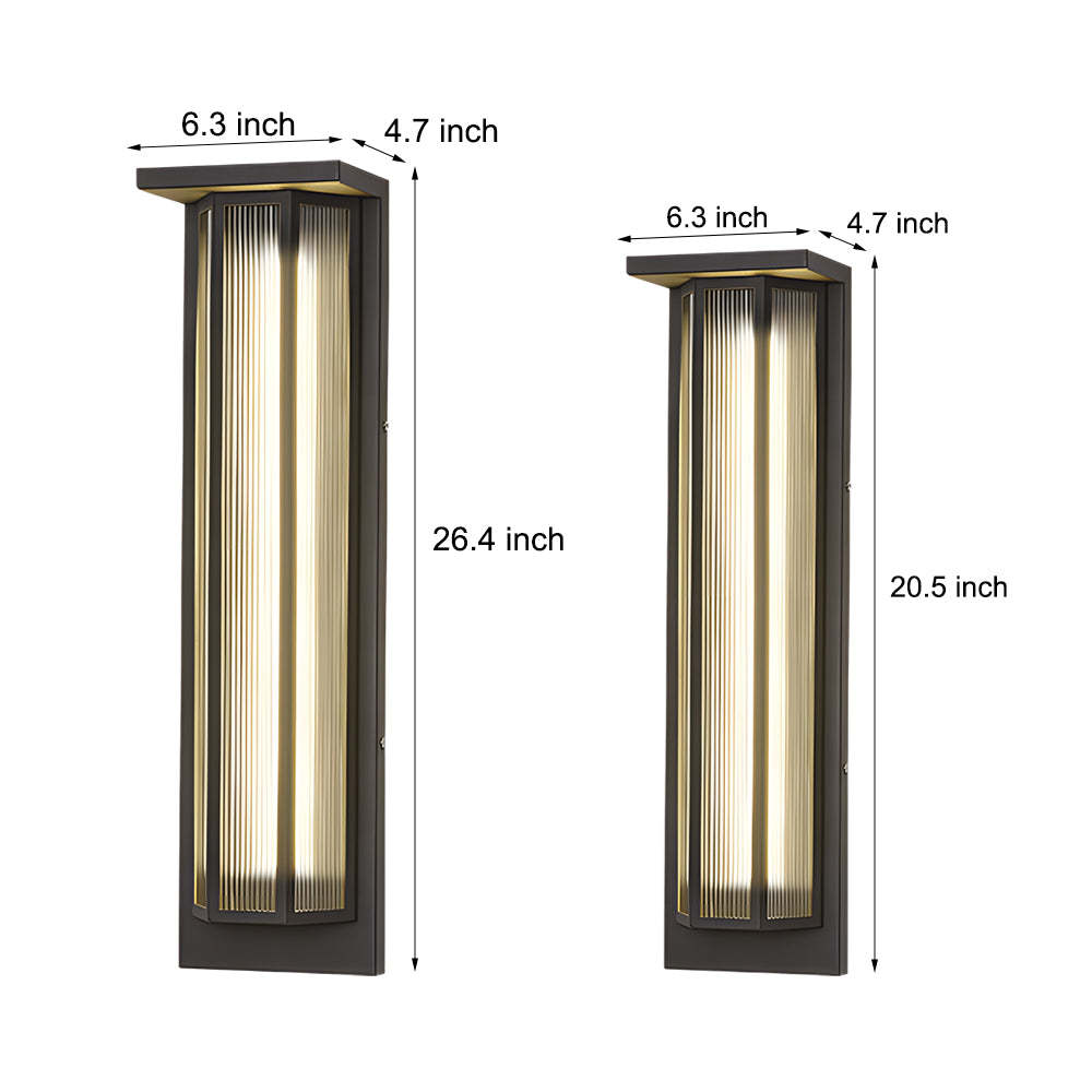 Black Rectangular Transparent Acrylic LED Outdoor Wall Lights-Lighom