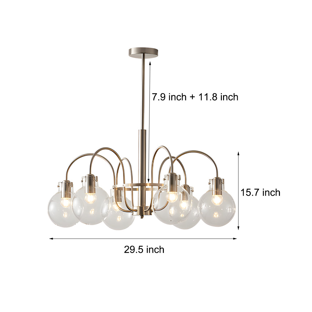 Glass Globe Indoor Nickel Chandelier