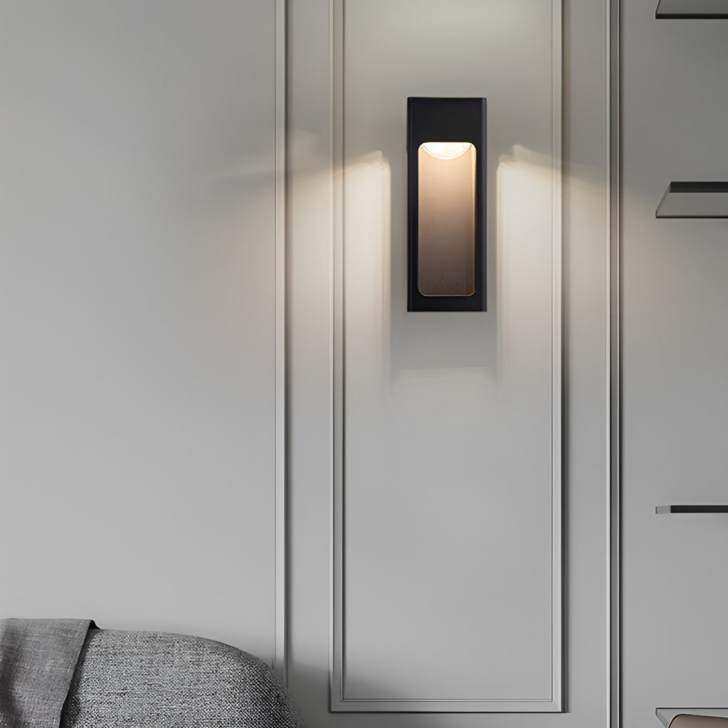 Rectangular IP65 Waterproof 12W LED Black Modern Outdoor Wall Lamp Sconces-Lighom