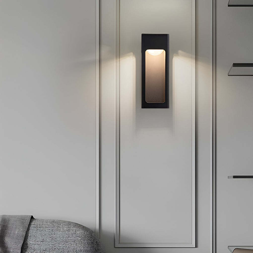 Rectangular IP65 Waterproof 12W LED Black Modern Outdoor Wall Lamp Sconces-Lighom