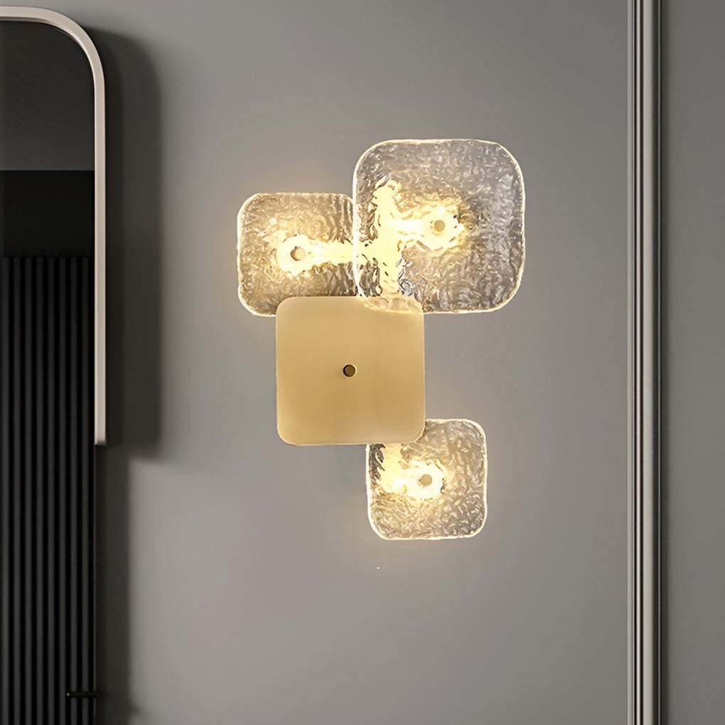 Creative Rounded Square Glass Copper LED Modern Wall Sconce Lighting-Lighom