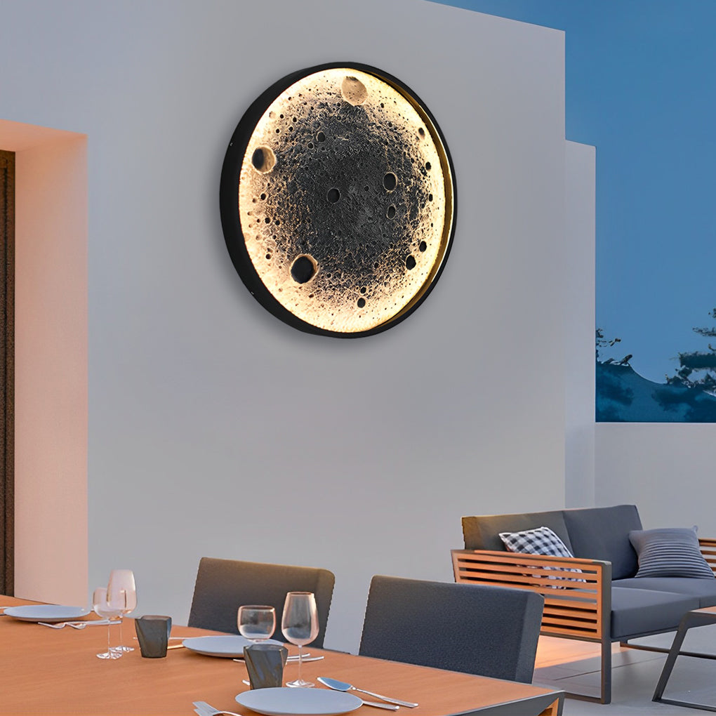 Round Moon Waterproof LED Modern Outdoor Wall Lights Fixture Wall Lamp-Lighom