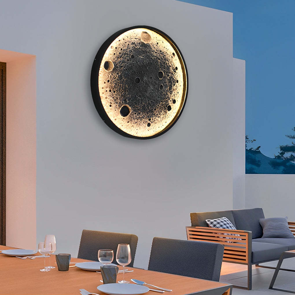 Round Moon Waterproof LED Modern Outdoor Wall Lights Fixture Wall Lamp-Lighom