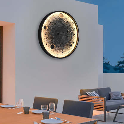 Round Moon Waterproof LED Modern Outdoor Wall Lights Fixture Wall Lamp-Lighom