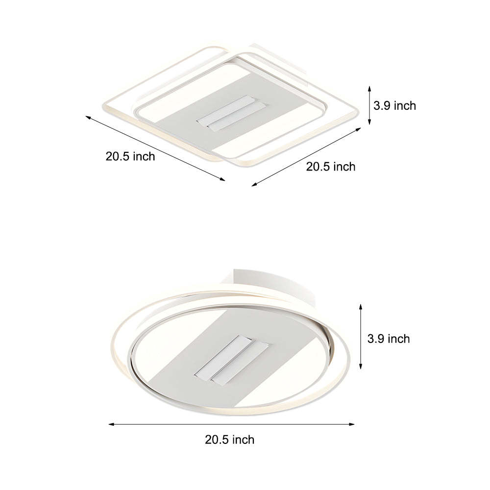 Square Round Stepless Dimming LED Mute White Modern Bladeless Ceiling Fans-Lighom