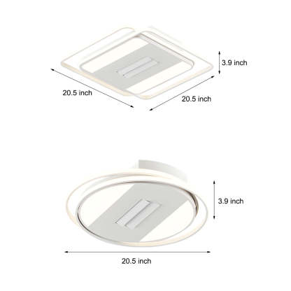 Square Round Stepless Dimming LED Mute White Modern Bladeless Ceiling Fans-Lighom