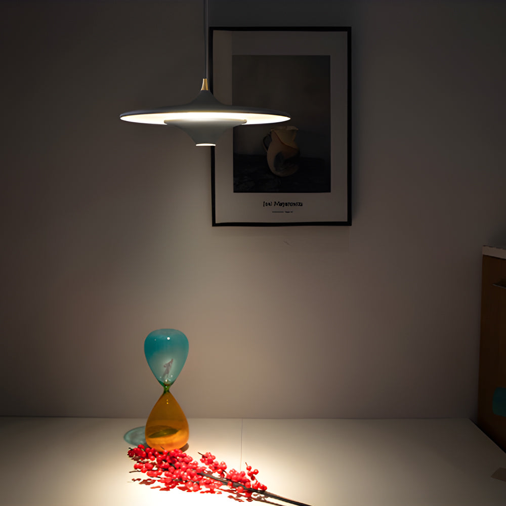 Minimalist 1-light round white metal pendant lighting, Lighom