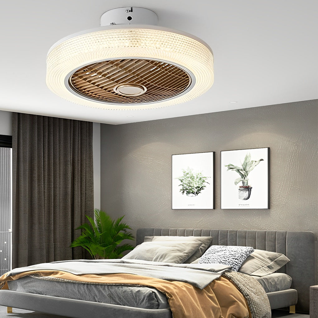 Round Dimmable LED Warm-Air Mute Bladeless Fan