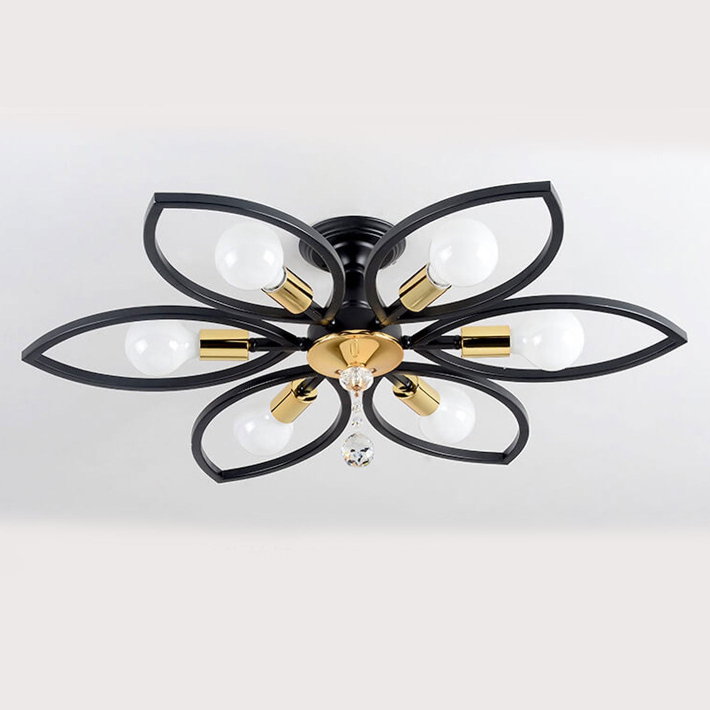 Nordic Wrought Iron Crystal 6/8-Light Flush Mount