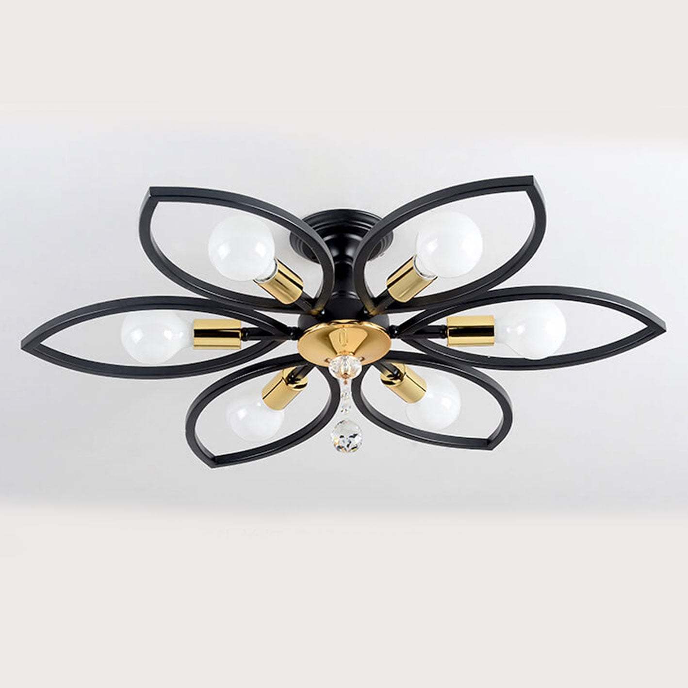 Nordic Wrought Iron Crystal 6/8-Light Flush Mount