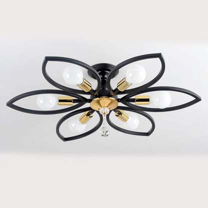 Nordic Wrought Iron Crystal 6/8-Light Flush Mount