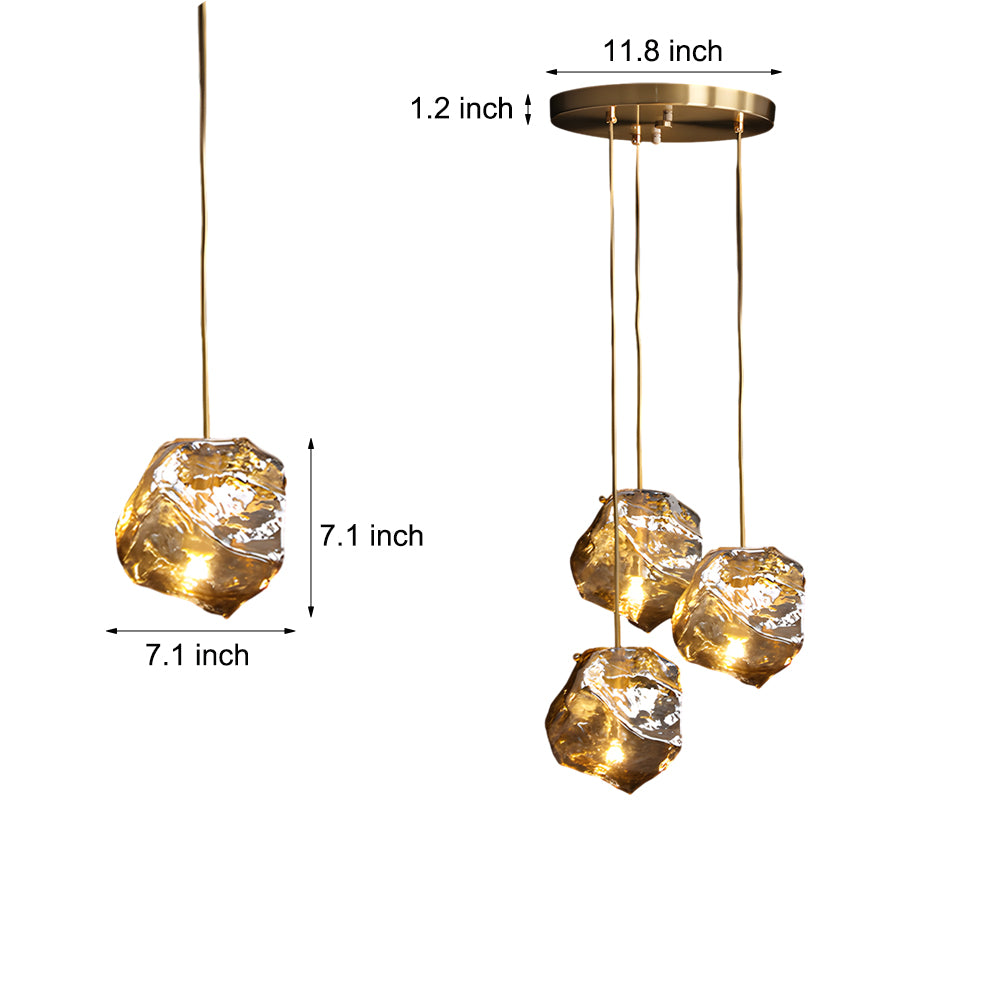 Irregular Lava Glass Copper Post-Modern Chandelier