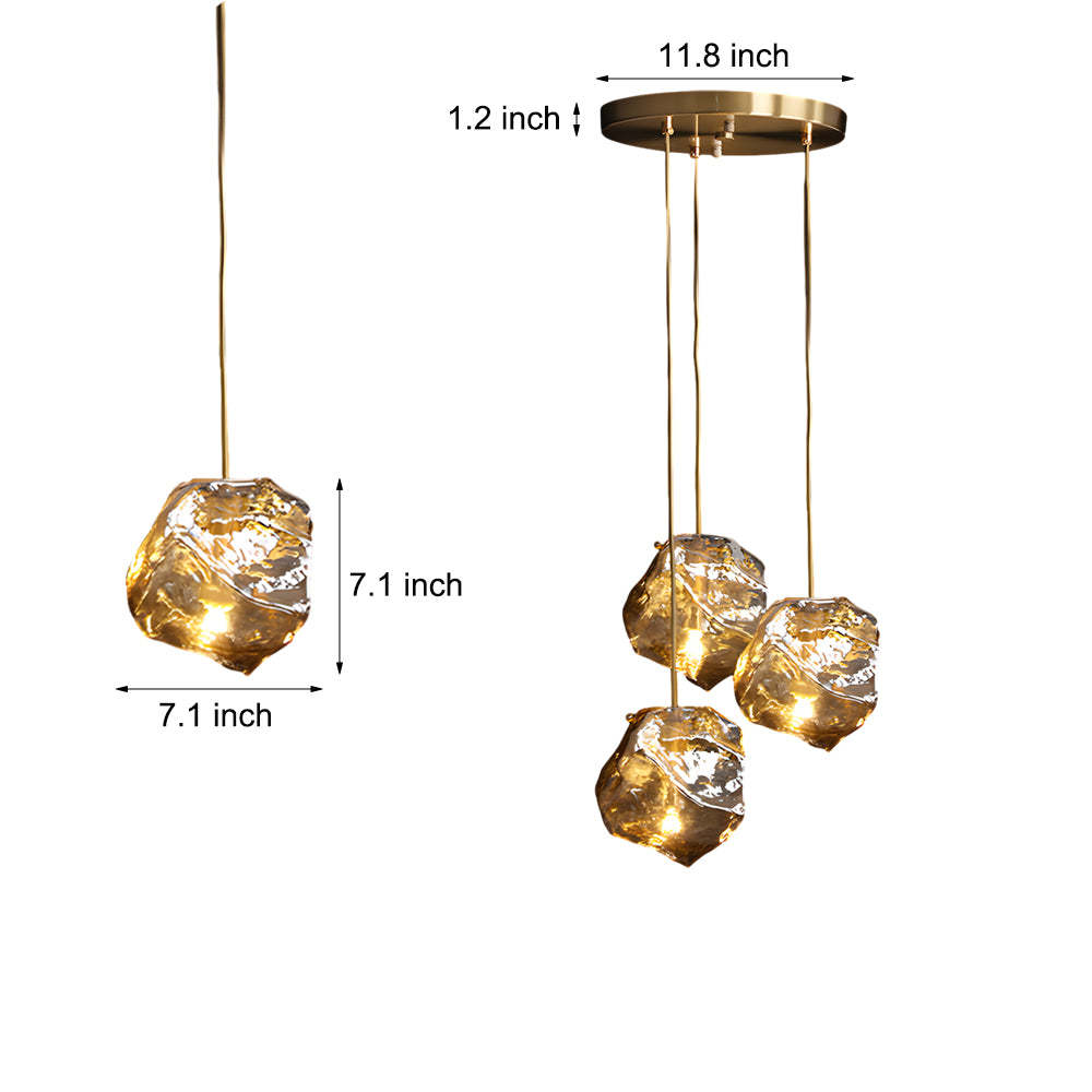 Irregular Lava Glass Copper Post-Modern Chandelier