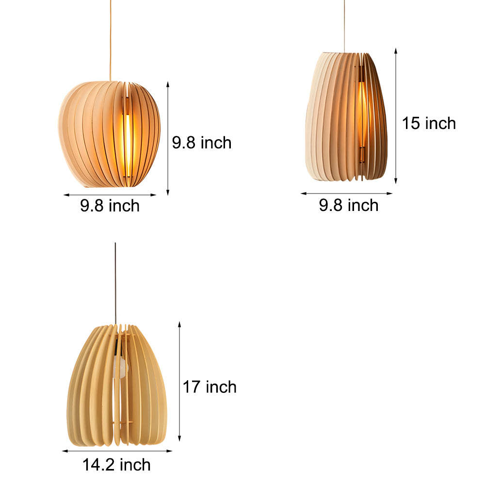 Handmade Wood Veneer Lantern Japanese Pendant Light