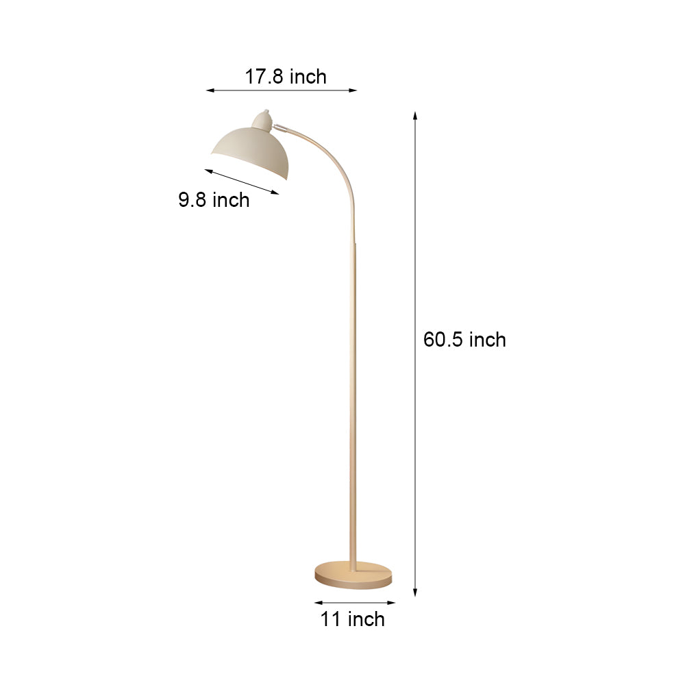 White Task Chrome Arc Floor Lamp with Dome Shade-Lighom