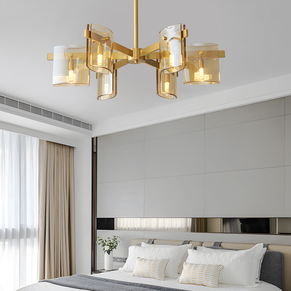 Lighom modern metallic black chandeliers in glass — Matte Black / 8-Light