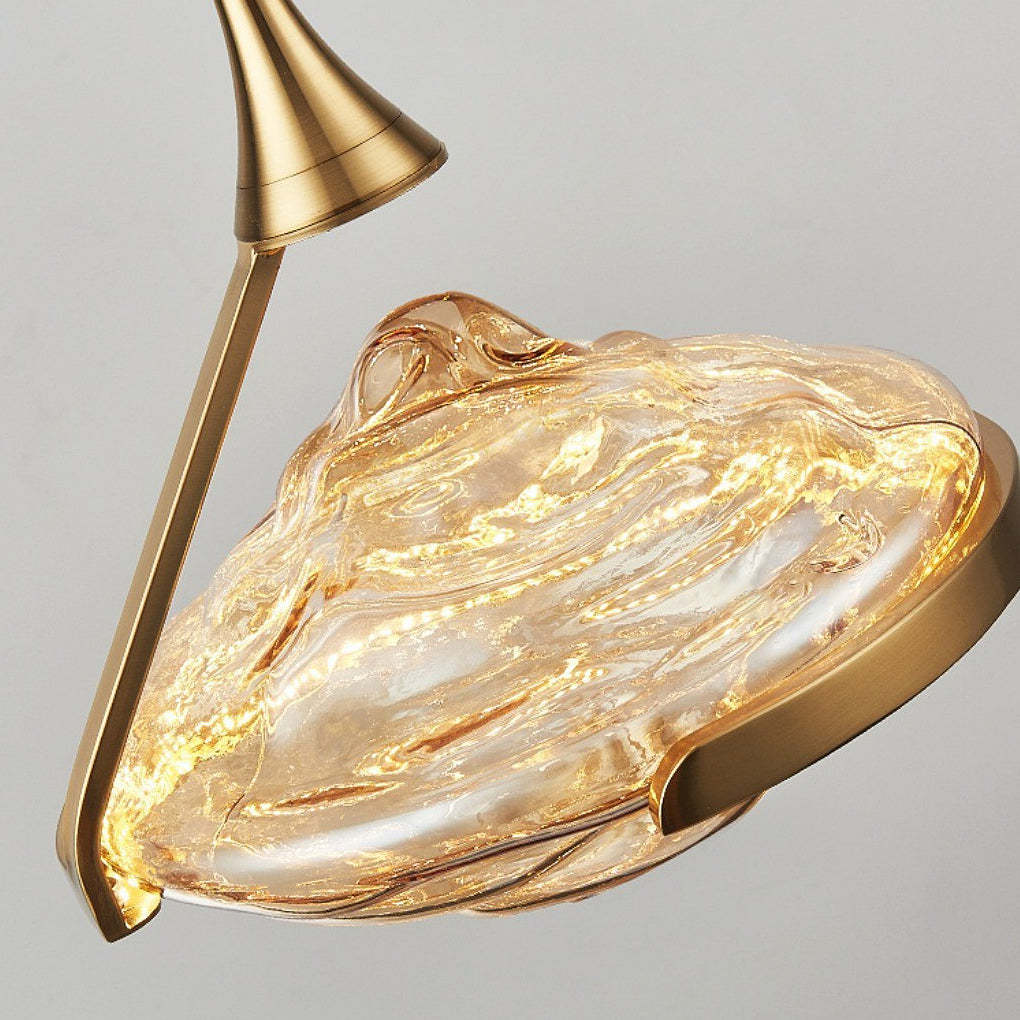 Glass UFO Spinning Top LED Modern Bedside Pendant