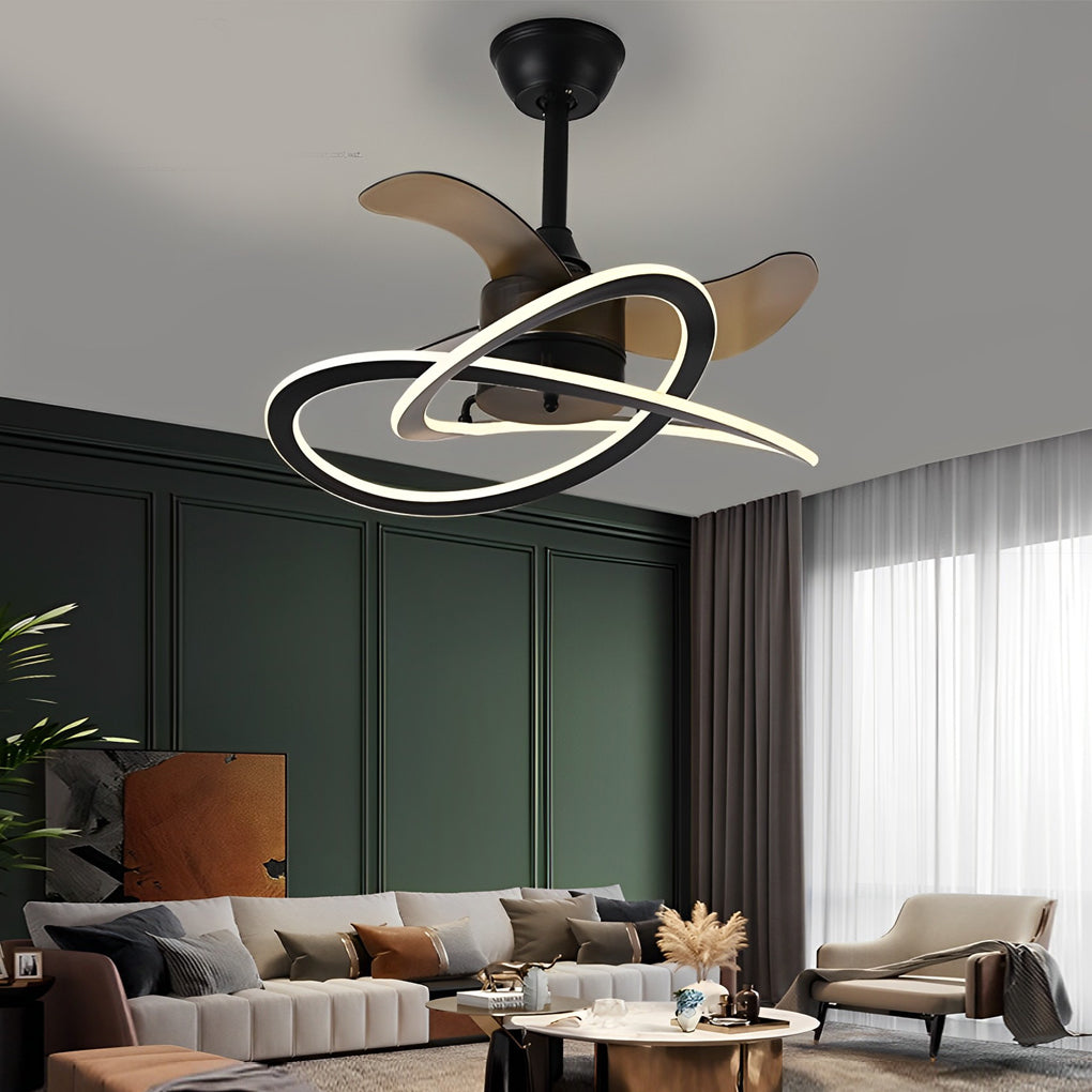 Lighom timing flower synthetic ceiling fans for bedroom — Matte Black