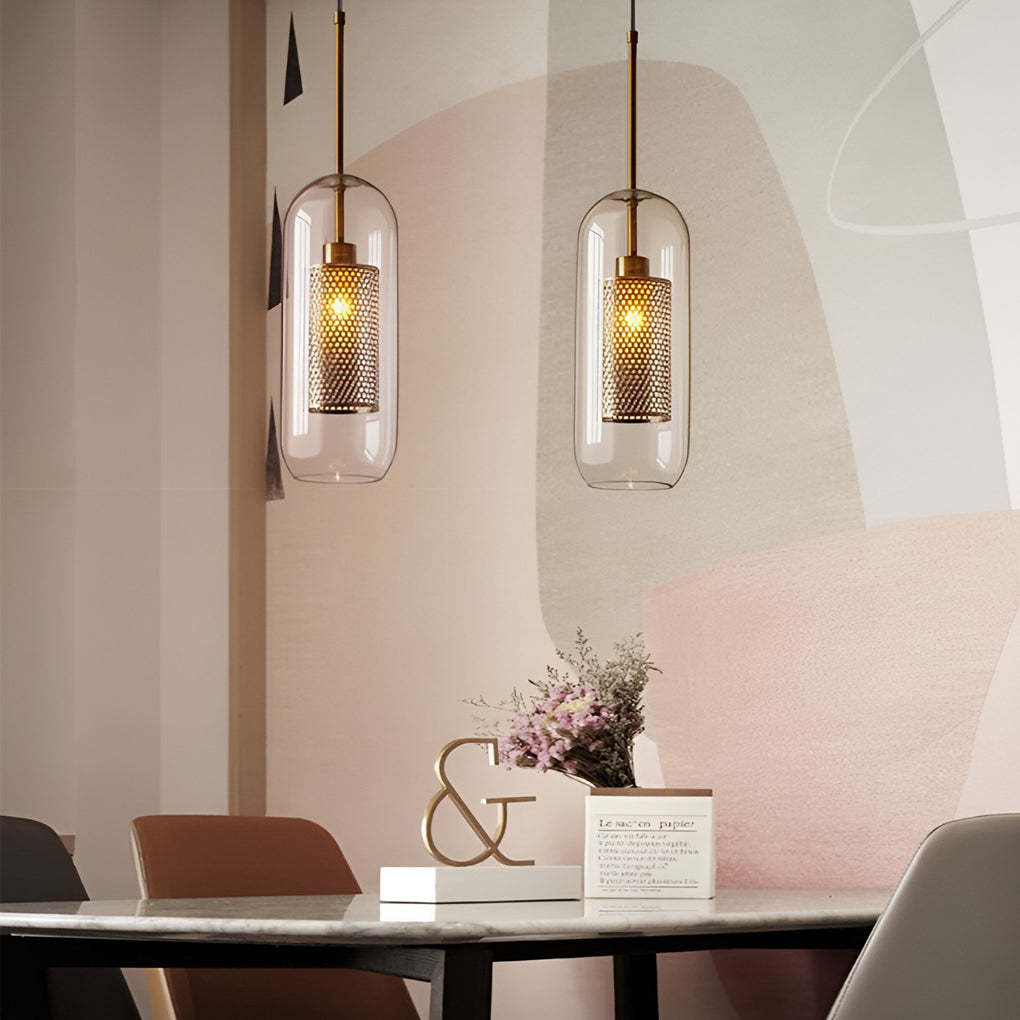 Minimalist Round Glass LED Industrial Kitchen Island Pendant