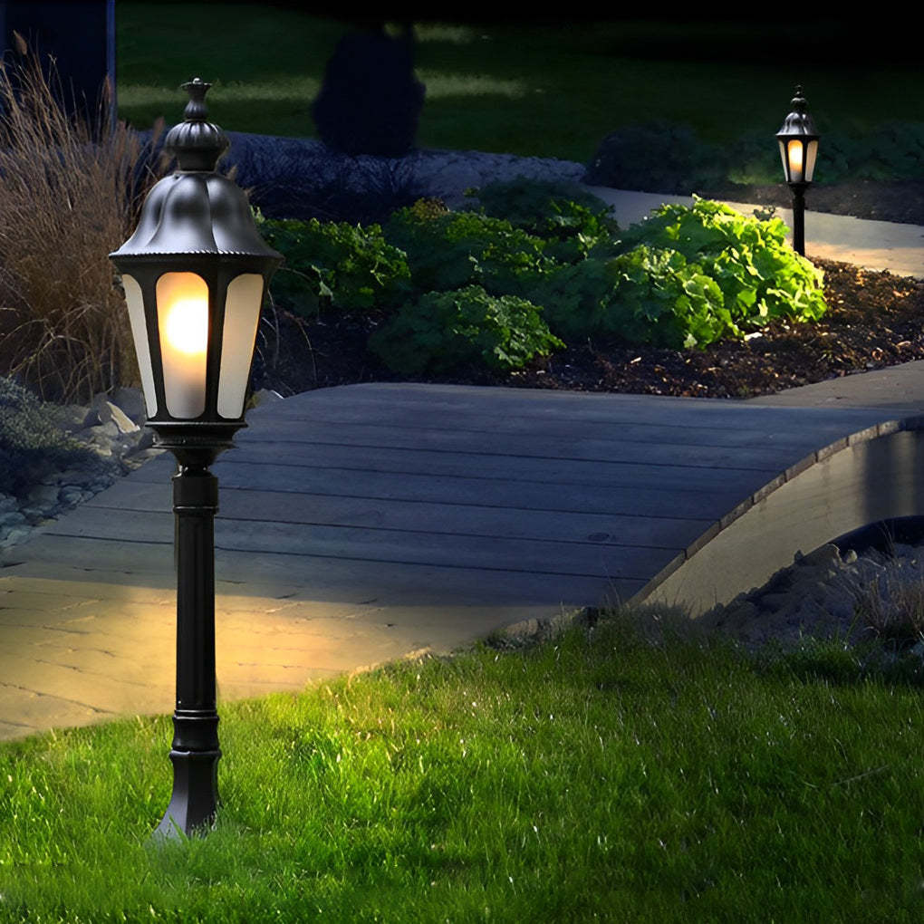 Elegant European-Style Black LED Outdoor Pathway Lamp Post-Lighom