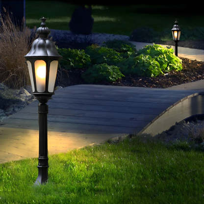 Elegant European-Style Black LED Outdoor Pathway Lamp Post-Lighom