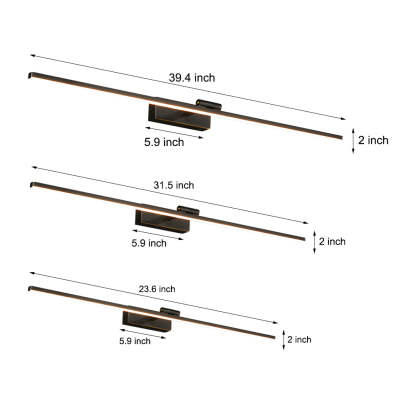 Modern Copper Adjustable LED Bathroom Vanity Light with Rotatable Rod and Linear Acrylic Shade-Lighom