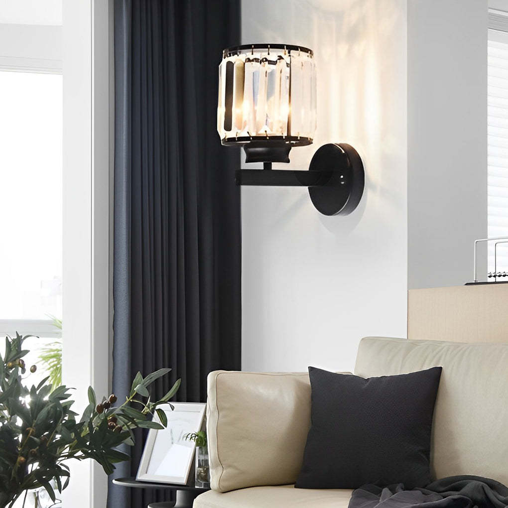 Round Crystal Glass Postmodern Plug-In Wall Sconce