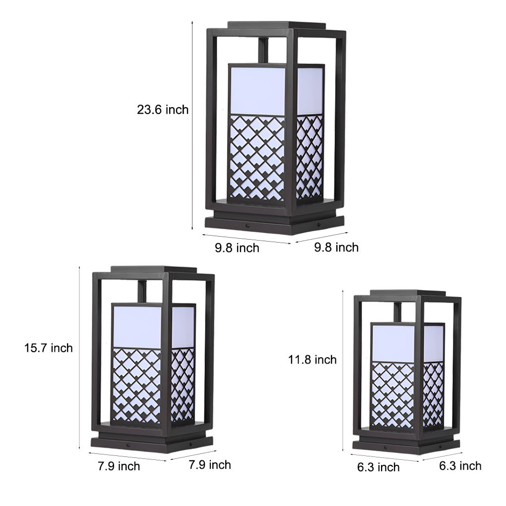 Retro Lantern Waterproof LED Black Modern Outdoor Lawn Lamp Solar Lights-Lighom