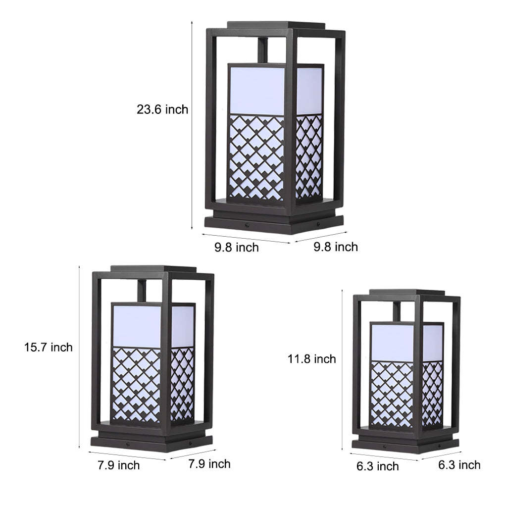 Retro Lantern Waterproof LED Black Modern Outdoor Lawn Lamp Solar Lights-Lighom
