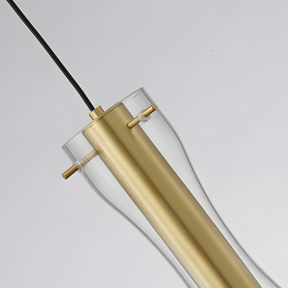 Long Glass Copper Dimmable Modern Pendant Light
