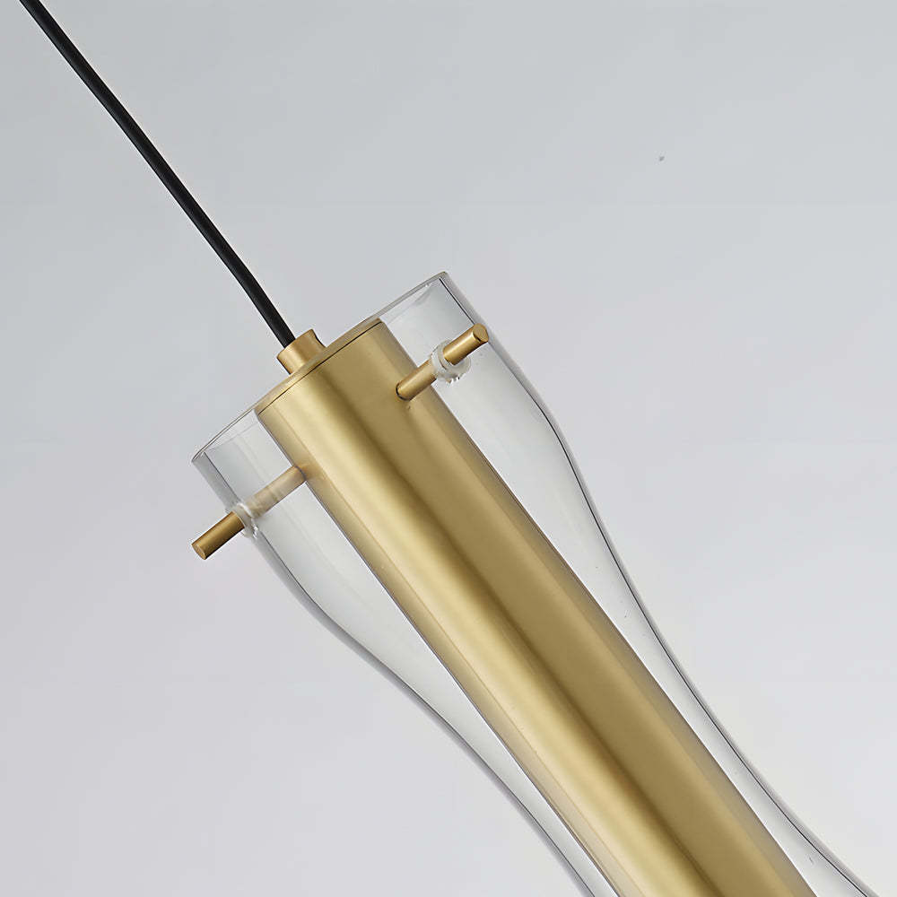Long Glass Copper Dimmable Modern Pendant Light