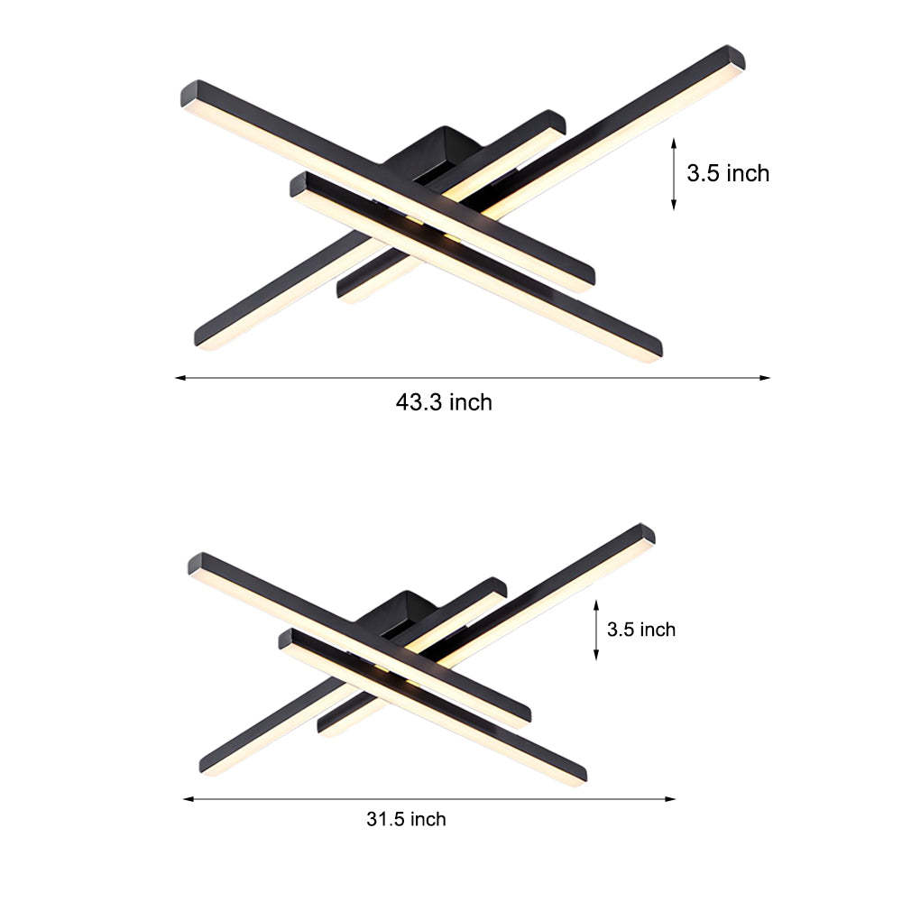 4-Light Modern Linear Parallax LED Flush Mount Ceiling Light