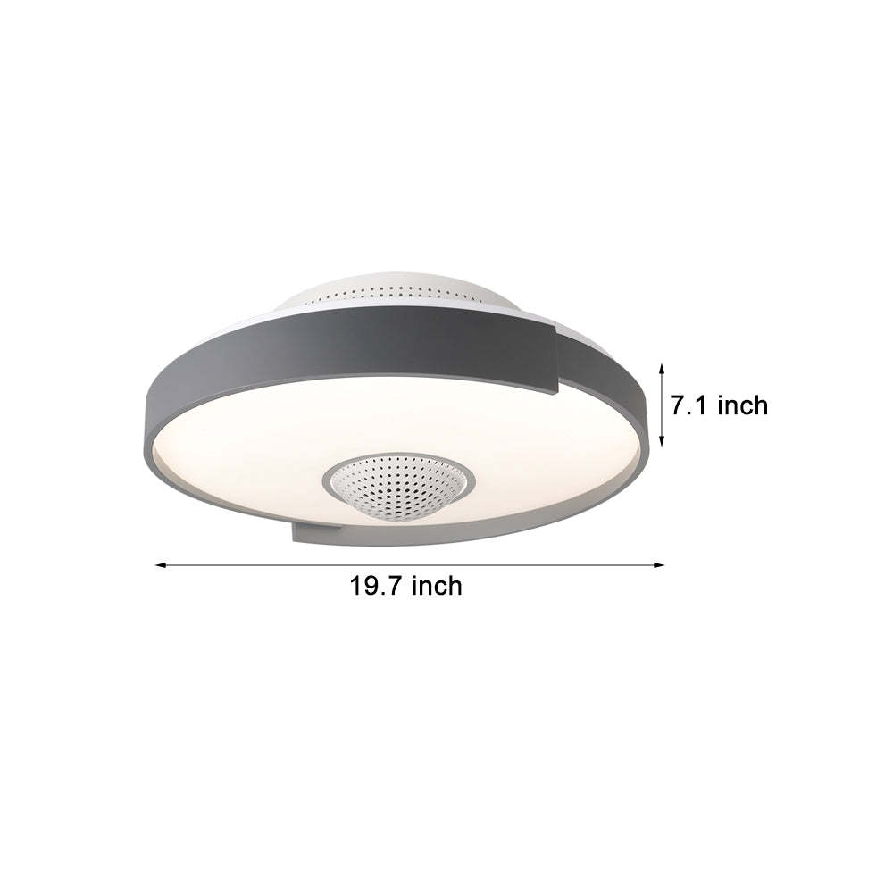 Modern 6-Speed Bladeless Ceiling Fan with Dimmable LED Light  - Round-Lighom