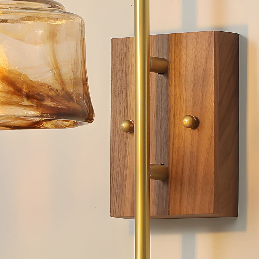 1 Head Vintage Brass Wall Light Glass Shade High Arm Wall Lamp-Lighom