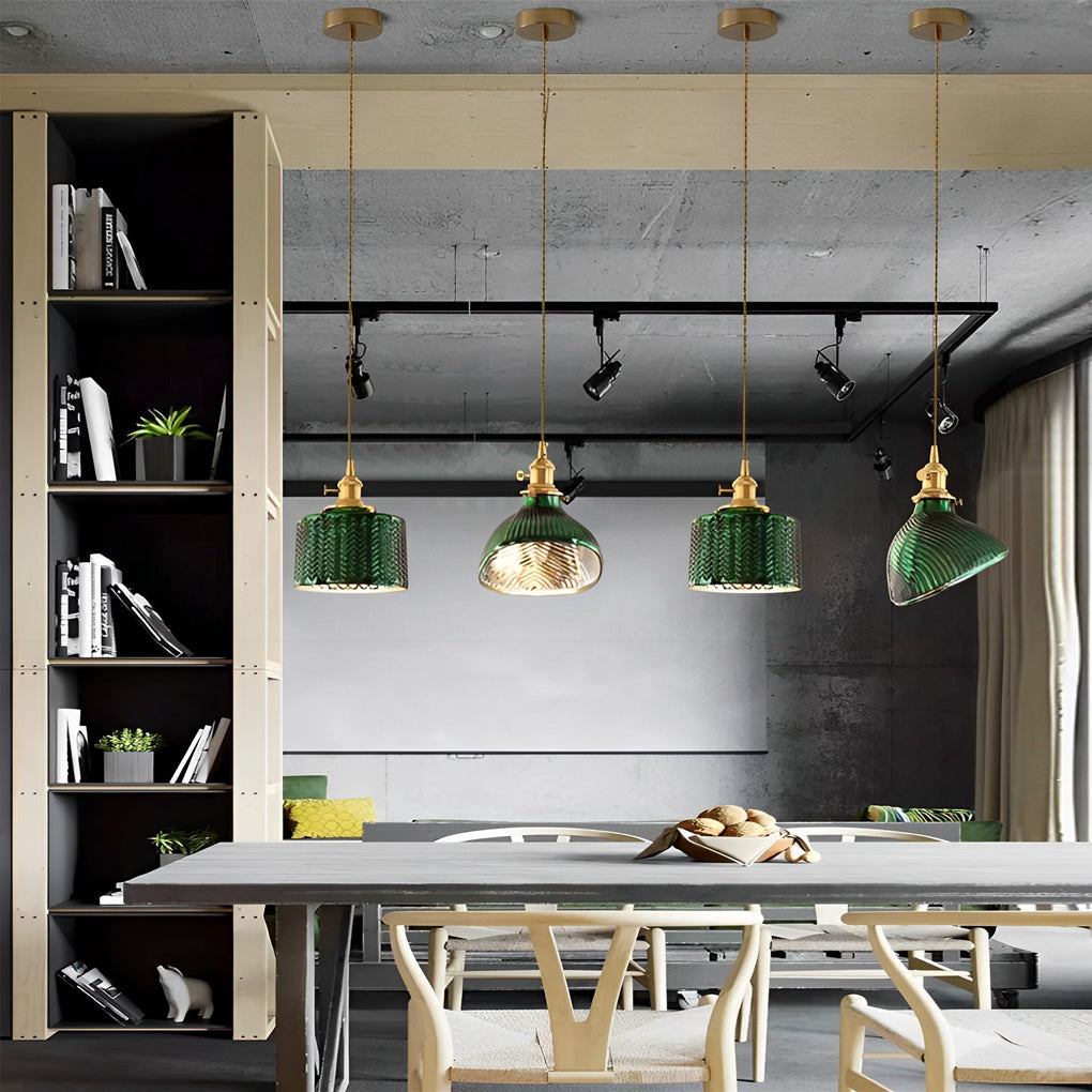 LED Copper Glass Green Retro Nordic Pendant