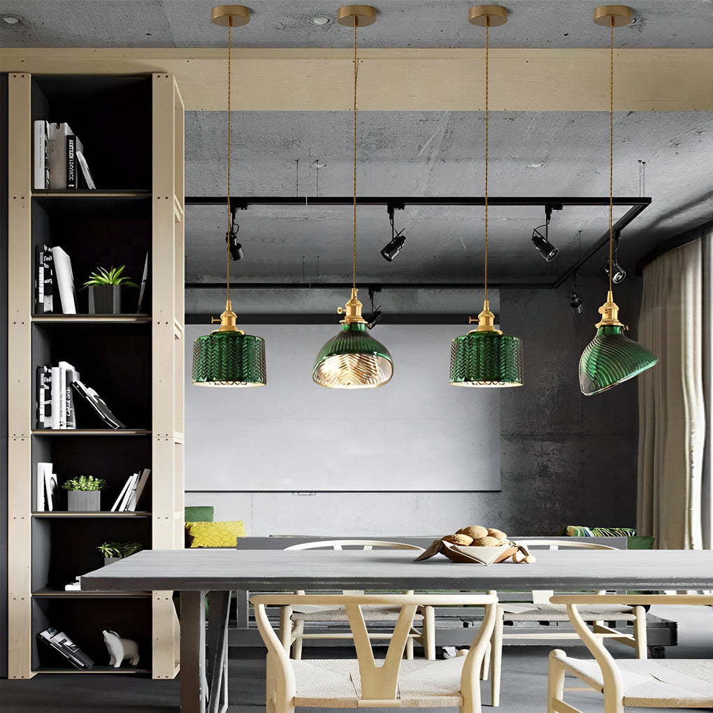 LED Copper Glass Green Retro Nordic Pendant