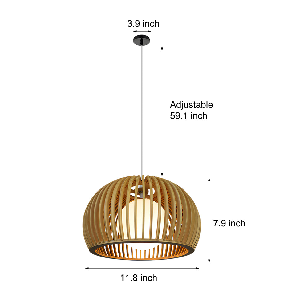 Hemispherical Wood Birdcage Glass Ball Modern Chandelier