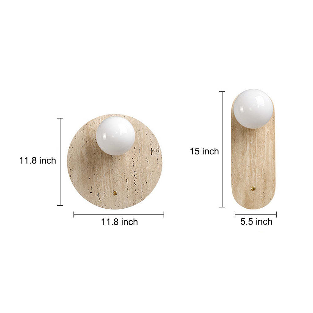 Round Long Yellow Travertine LED Wabi-sabi Japanese Style Wall Lights Fixture-Lighom