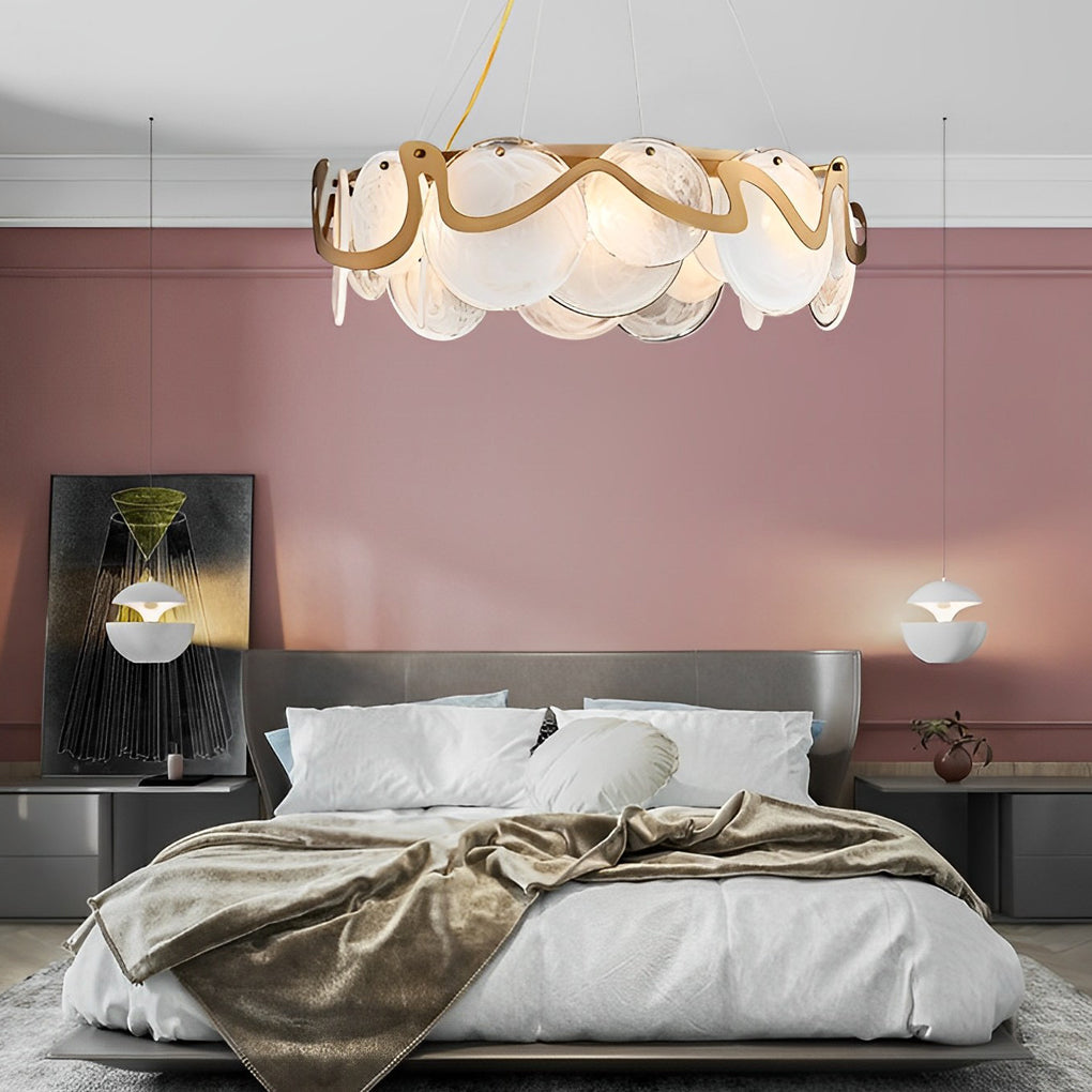 Round Art Glass Iron LED Nordic Pendant