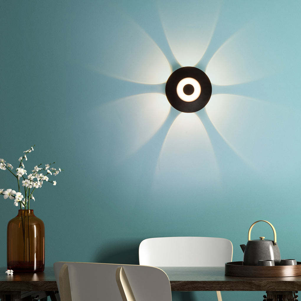 Round Waterproof LED Black Modern Wall Washer Sconce — 6-Light / Cold White