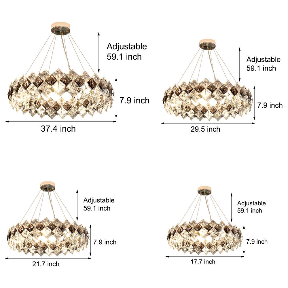 Crystal chandeliers in brass — 41.3" W x 6.3" D x 5.5" H / Long