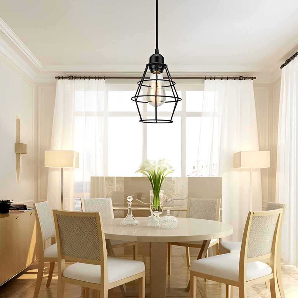 Modern lantern retro black pendant lighting in metal — Cage