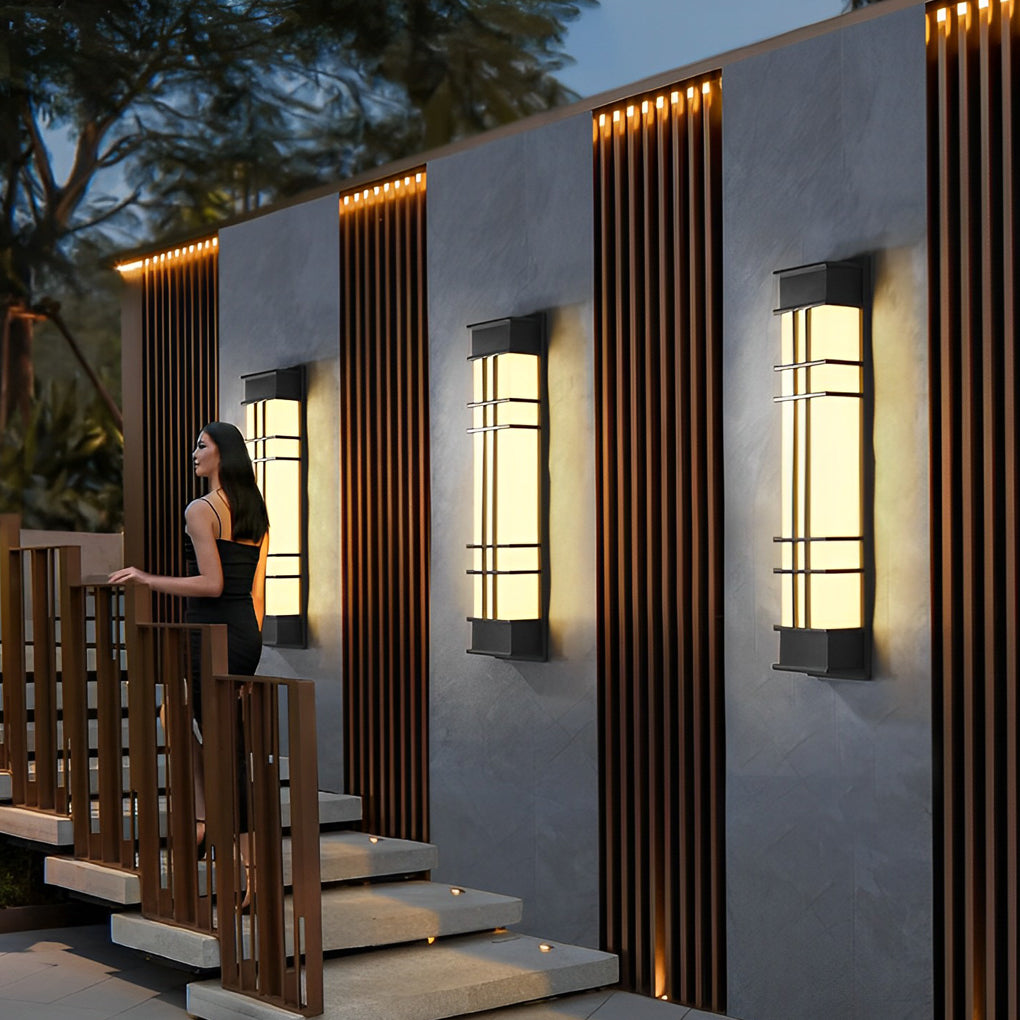 Retro Rectangular Waterproof LED Black Traditional Outdoor Wall Lamp-Lighom