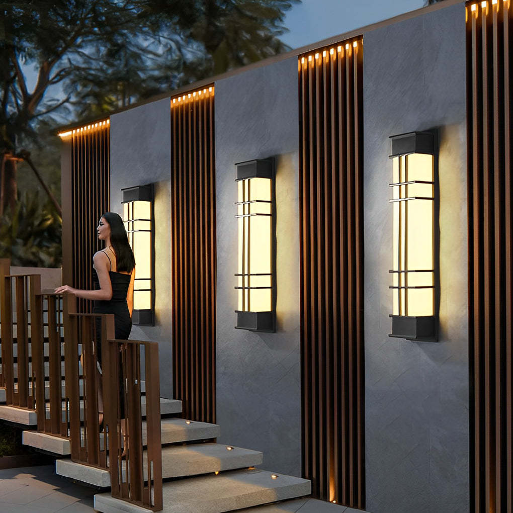 Retro Rectangular Waterproof LED Black Traditional Outdoor Wall Lamp-Lighom