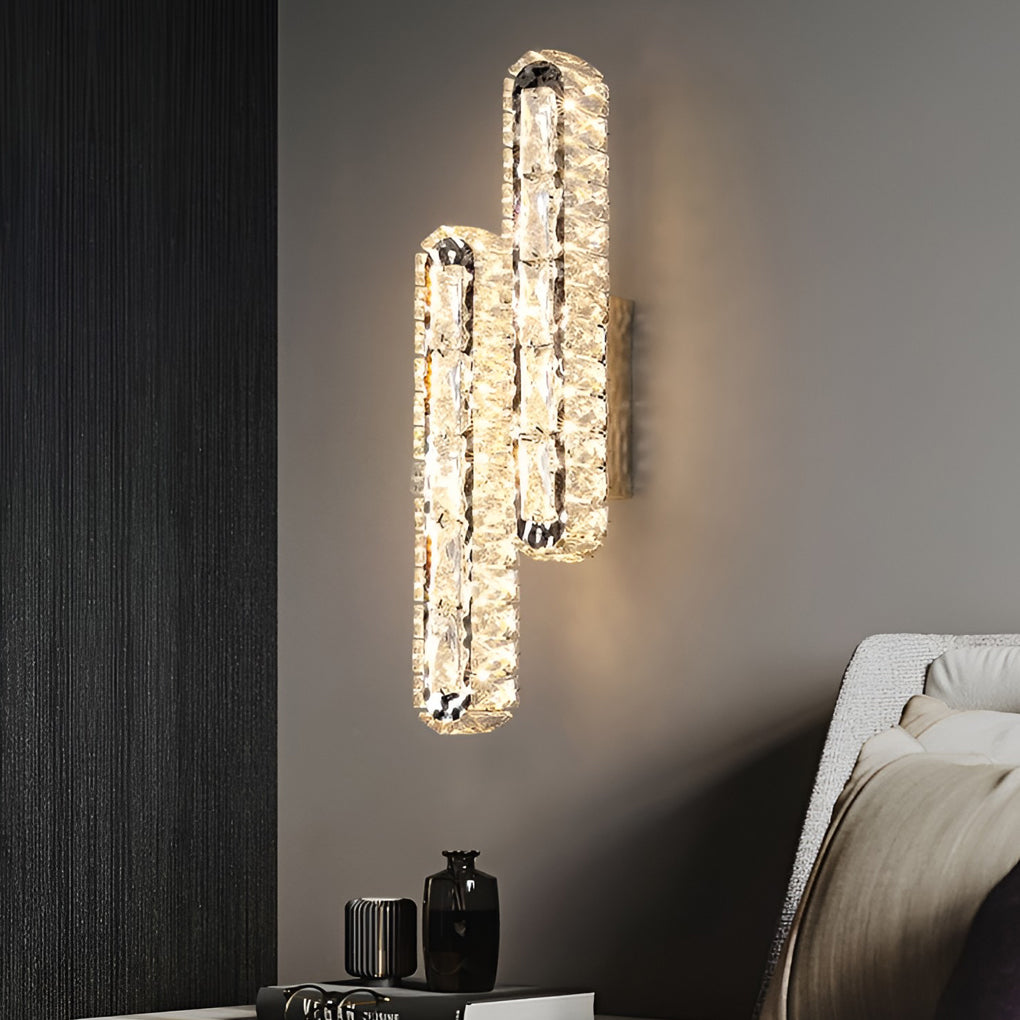 Double Strip 3-Step Dimming LED Crystal Modern Wall Sconce
