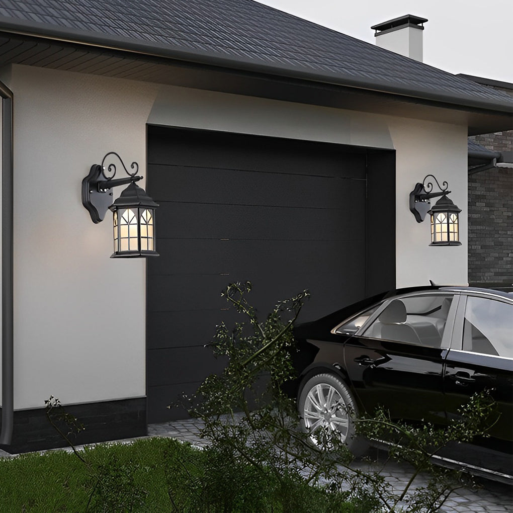Retro Waterproof Dimmable LED Solar Wall Lamp with Remote — Down / Bronze / Hardwired