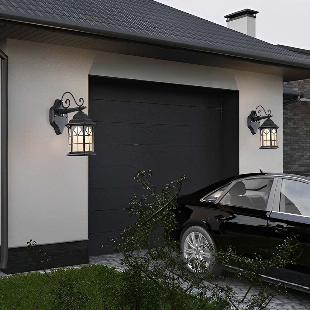 Retro Waterproof Dimmable LED Solar Wall Lamp with Remote — Down / Bronze / Hardwired